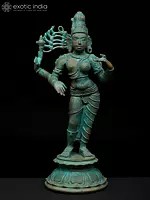 9" Standing Ardhanarishvara - Divine Union of Shiva and Shakti | Madhuchista Vidhana (Lost-Wax) | Panchaloha Bronze from Swamimalai
