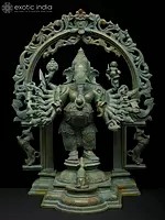 16" Sixteen Armed Standing Vira-Ganesha | Madhuchista Vidhana (Lost-Wax) | Panchaloha Bronze from Swamimalai