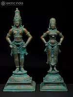 12" Standing Lord Vitthal (Panduranga) with Rukmini | Madhuchista Vidhana (Lost-Wax) | Panchaloha Bronze from Swamimalai