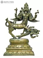 10" Lord Shiva as Sharabha Subduing Narasimha | Madhuchista Vidhana (Lost-Wax) | Panchaloha Bronze from Swamimalai