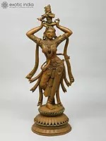 30" Mother Yashoda Carrying Baby Krishna on Her Head | Madhuchista Vidhana (Lost-Wax) | Panchaloha Bronze from Swamimalai