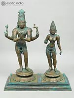 31" Large Standing Lord Shiva as Pashupatinath with Goddess Parvati | Madhuchista Vidhana (Lost-Wax) | Panchaloha Bronze from Swamimalai