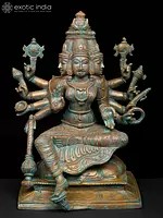 12" Five Headed and Ten Armed Goddess Gayatri | Madhuchista Vidhana (Lost-Wax) | Panchaloha Bronze from Swamimalai