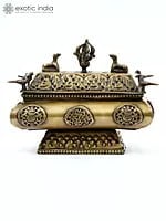 7" Tibetan Buddhsit Incense Burner in Brass