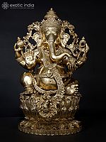 26" Chaturbhuja Lord Ganesha Brass Statue