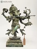 15" Lord Ganesha The Archer | Balinese Brass Statue