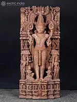 50" Large Standing Lord Surya Narayan Holding Two Lotuses | Khondalite Stone Sculpture | Made In Orissa