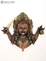 18" Goddess Kali Face Brass Statue from Nepal