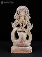 12" Lord Ganesha Dancing on Serpent | Stone Statue from Banaras