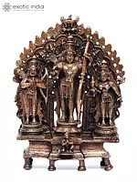 6" Small Shri Ram Darbar with Kirtimukha Prabhavali | Copper Statue