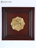 16" Sanjeevani Hanuman | Wood Framed Brass Sculpture | Wall Hanging