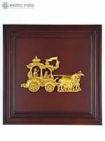 20" Wood Framed Gita Upadesha in Brass | Wall Hanging