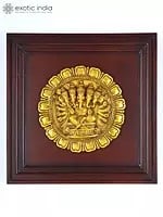 20" Panchamukhi Ganesha | Wood Framed Brass Sculpture | Wall Hanging