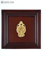 16" Kathakali Face | Wood Framed Brass Sculpture | Wall Hanging