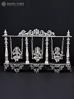 23" Lakshmi Ganesha Saraswati On a Swing In Brass | Handmade | Made In India