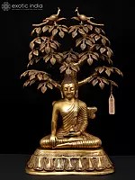 31" Large Size Nirvana Buddha Idol Under the Tree of Life | Handmade Buddhist Statue