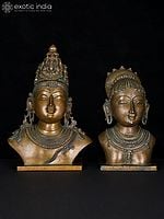 13" Siya -Rama Bust | Set of Two Bronze Statues