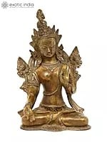 10" Tibetan Buddhist Goddess White Tara | Brass Statue