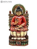 24" Lord Buddha Seated in Vitark Mudra | Wood Carved Statue