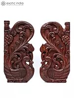 24" Pair of Peacock Wall Hanging Panels | Wood Carving