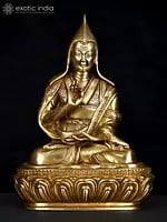 9" Tibetan Buddhist Monk Tsongkhapa | Brass Statue