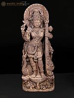 72" Huge Standing Goddess Saraswati | Khondalite Stone Sculpture | Shipped by Sea