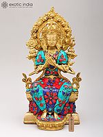11" Tibetan Buddhist Deity Maitreya Buddha In Brass | Handmade | Made In India
