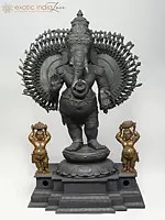 54" Hundred Armed Standing Lord Ganesha | A Staggering Triumph of Chola Artistic Tradition In Panchaloha Bronze | Made In Swamimalai, Tamil Nadu, India