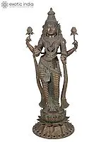 72" Super Large Goddess Lakshmi Bronze Sculpture Standing on Lotus