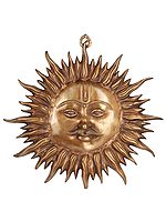 22" Wall-Hanging: Auspicious Motif of Sun In Brass | Handmade | Made In India