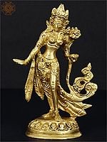 5" Standing Goddess White Tara In Brass | Handmade | Made In India