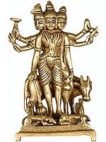 6" Adiguru Lord Dattatreya Brass Idol | Handmade Religious Figurine