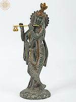 9" Lord Krishna Playing Flute | Handmade Brass Statue | Made in India