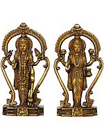6" Lord Vishnu Statue and Goddess Lakshmi In Brass | Handmade | Made In India