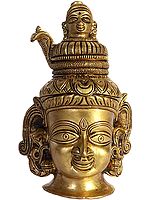6" Lord Shiva Head with Ganges In Brass | Handmade | Made In India