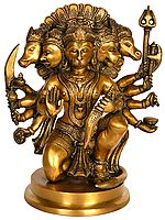 10" Panchamukhi Hanuman In Brass | Handmade | Made In India