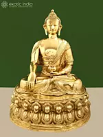 36" Padmasana Buddha in Bhumisparsha Mudra | Handmade Brass Idol