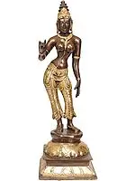 12" Goddess Parvati in the Triple Bent Posture In Brass | Handmade | Made In India