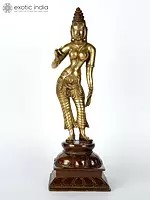 12" Handmade Brass Goddess Parvati in Triple Bent Posture | Made In India