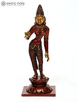 12" Handmade Brass Goddess Parvati in Triple Bent Posture | Made In India