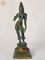 12" Handmade Brass Goddess Parvati in Triple Bent Posture | Made In India