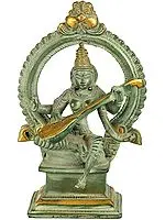 6" Goddess Saraswati | Brass | Handmade | Made In India