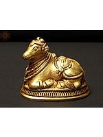2" Nandi (Small Statue) | Nandikeshvara or Adhikaranandin In Brass | Handmade | Made In India