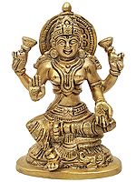 4" Lakshmi the Goddess Who Gives Money in Brass | Handmade | Made In India