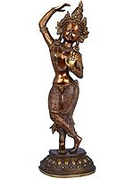 21" The Tall And Gracious Queen Mayadevi In Brass | Handmade | Made In India