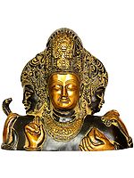 10" Trimurti from Elephanta (Brahma, Vishnu and Mahesha) In Brass | Handmade | Made in India