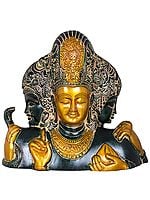 10" Trimurti from Elephanta (Brahma, Vishnu and Mahesha) In Brass | Handmade | Made in India