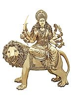 Large Size Ashtabhuja-dhari Durga on Her Mount Lion