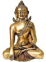8" Padmasana Bhoomisparsha Buddha WIth Miniscule Wings In Brass | Handmade | Made In India