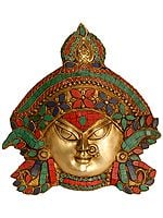 11" Wall Hanging with The Face of Goddess Durga in Brass | Handmade | Made in India